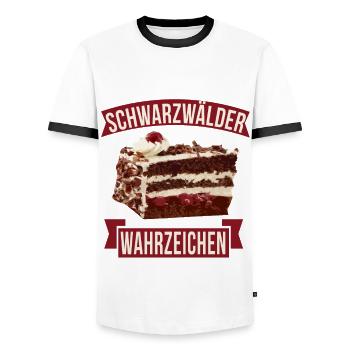 Schwarzwälder Kirschtorte Wahrzeichen Geschenk - Männer Kontrast-T-Shirt - Weiß/Schwarz - Vorne - AI Model Female 172 light (172cm) & AI Model Male 178 dark (178cm)