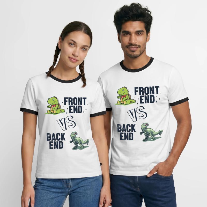 Frontend vs. Backend Developer Developer Coder Männer Kontrast-T-Shirt