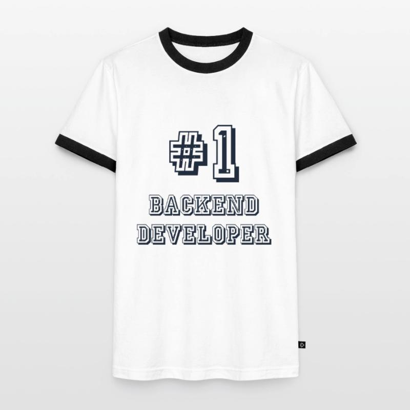 #1 Backend Developer Coder Engineer Software Men's Ringer Shirt