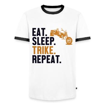 Manger Dormir Tricycle Répéter Tricycle Moto - T-shirt contrasté Homme - blanc/noir - Devant - AI Model Female 172 light (172cm) & AI Model Male 178 dark (178cm)