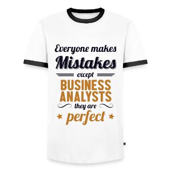 Les Analystes D'Affaires Sont De Parfaits - T-shirt contrasté Homme - blanc/noir - Devant - AI Model Female 172 light (172cm) & AI Model Male 178 dark (178cm)