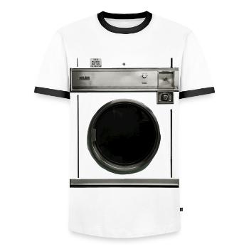 Rétro machine à laver costume carnaval Halloween blague - T-shirt contrasté Homme - blanc/noir - Devant - AI Model Female 172 light (172cm) & AI Model Male 178 dark (178cm)