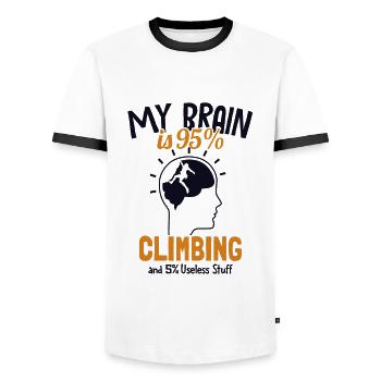 My Brain is 95% Climbing Escalade sportive - T-shirt contrasté Homme - blanc/noir - Devant - AI Model Female 172 light (172cm) & AI Model Male 178 dark (178cm)