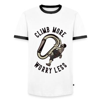 Climb More Worry Less Outdoor Speed Sport Free - Men's Ringer Shirt - white/black - Front - AI Model Female 172 light (172cm) & AI Model Male 178 dark (178cm)