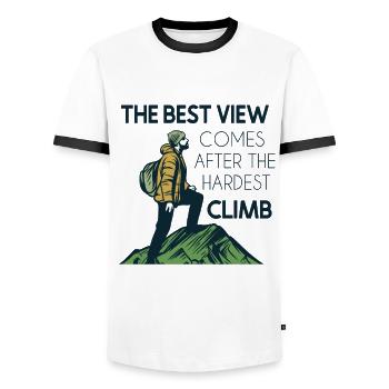 Best View Comes After Hardest Climb Alpine - Men's Ringer Shirt - white/black - Front - AI Model Female 172 light (172cm) & AI Model Male 178 dark (178cm)