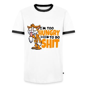 I'm too Hungry to do Shit Cat Mom Cat Lovers - Men's Ringer Shirt - white/black - Front - AI Model Female 172 light (172cm) & AI Model Male 178 dark (178cm)