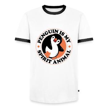 Penguin is my Spirit Animal Königspinguin - Männer Kontrast-T-Shirt - Weiß/Schwarz - Vorne - AI Model Female 172 light (172cm) & AI Model Male 178 dark (178cm)