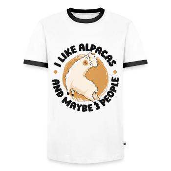 I Like Alpacas And Maybe 3 People Lama Pako - Männer Kontrast-T-Shirt - Weiß/Schwarz - Vorne - AI Model Female 172 light (172cm) & AI Model Male 178 dark (178cm)