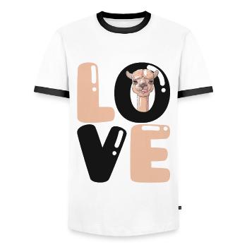 Love Pako Alpaca Lama Alpakazüchter Alpaka - Männer Kontrast-T-Shirt - Weiß/Schwarz - Vorne - AI Model Female 172 light (172cm) & AI Model Male 178 dark (178cm)