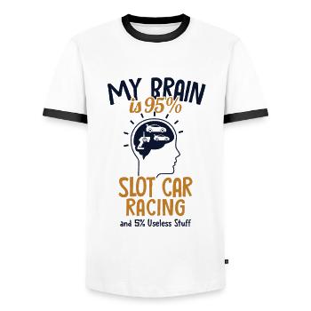 My Brain is 95% Slot Car RC Car Car Slot Racer - Men's Ringer Shirt - white/black - Front - AI Model Female 172 light (172cm) & AI Model Male 178 dark (178cm)