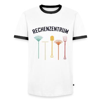 Rechenzentrum Admin IT-Betrieb Informatiker - Männer Kontrast-T-Shirt - Weiß/Schwarz - Vorne - AI Model Female 172 light (172cm) & AI Model Male 178 dark (178cm)