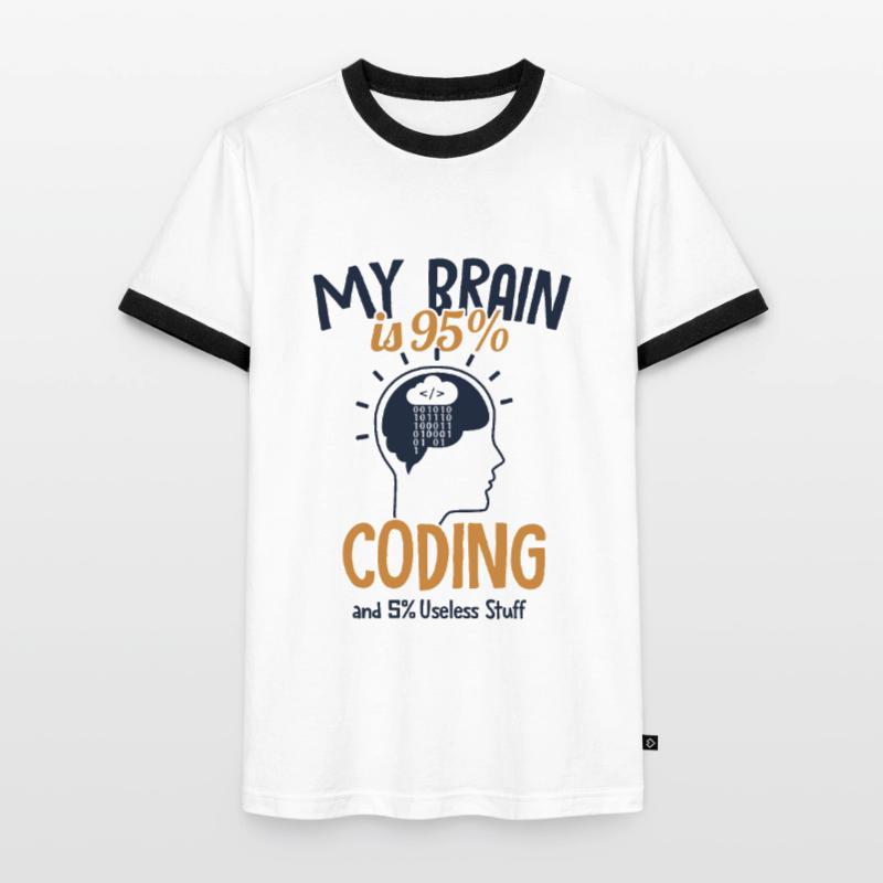 My Brain is 95% Coding Softwareingenieur Coder Männer Kontrast-T-Shirt