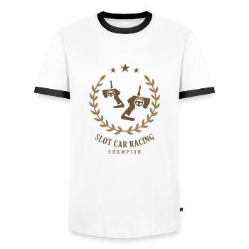 Slot Car Racing Champion Drag Racing RC Car Slot - Men's Ringer Shirt - white/black - Front - AI Model Female 172 light (172cm) & AI Model Male 178 dark (178cm)