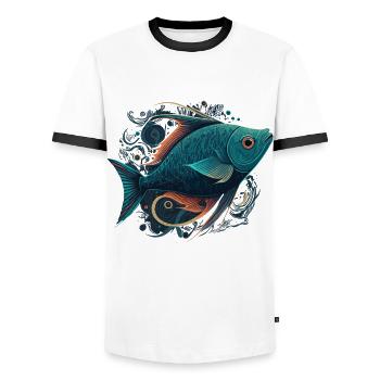 Beautiful Fish - Men's Ringer Shirt - white/black - Front - AI Model Female 172 light (172cm) & AI Model Male 178 dark (178cm)