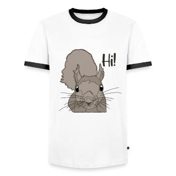 Écureuil gris Écureuil Écureuil renard - T-shirt contrasté Homme - blanc/noir - Devant - AI Model Female 172 light (172cm) & AI Model Male 178 dark (178cm)