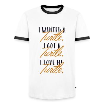Turtle Love Giant Tortoise Tortoise - Men's Ringer Shirt - white/black - Front - AI Model Female 172 light (172cm) & AI Model Male 178 dark (178cm)