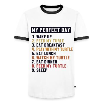Turtle Perfect Day Aquatic Turtle Turtle - Men's Ringer Shirt - white/black - Front - AI Model Female 172 light (172cm) & AI Model Male 178 dark (178cm)