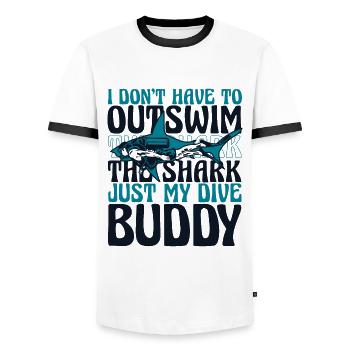 I Don't Have To Outswim The Shark Goggles - Men's Ringer Shirt - white/black - Front - AI Model Female 172 light (172cm) & AI Model Male 178 dark (178cm)