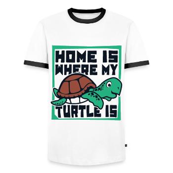 Home Is Where My Turtle Is Tortoise - Men's Ringer Shirt - white/black - Front - AI Model Female 172 light (172cm) & AI Model Male 178 dark (178cm)