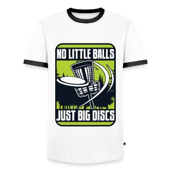 Pas de petites balles juste de gros disques Frisbee Golf - T-shirt contrasté Homme - blanc/noir - Devant - AI Model Female 172 light (172cm) & AI Model Male 178 dark (178cm)