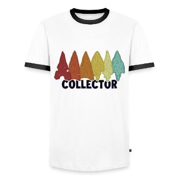 Collector Arrowhead Collecting Hunting Tips - Men's Ringer Shirt - white/black - Front - AI Model Female 172 light (172cm) & AI Model Male 178 dark (178cm)