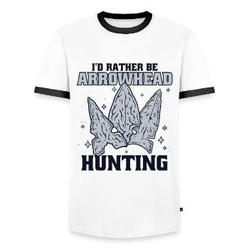I'd Rather Be Arrowhead Hunting Jagdspitzen - Männer Kontrast-T-Shirt - Weiß/Schwarz - Vorne - AI Model Female 172 light (172cm) & AI Model Male 178 dark (178cm)