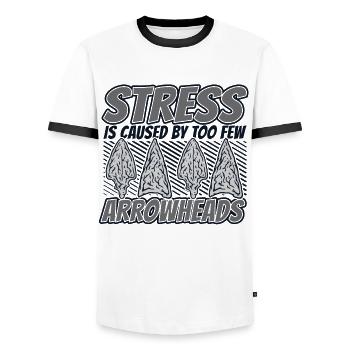 Stress Caused By Too Few Arrowheads Jagdspitzen - Männer Kontrast-T-Shirt - Weiß/Schwarz - Vorne - AI Model Female 172 light (172cm) & AI Model Male 178 dark (178cm)