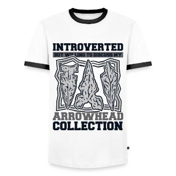 Introverted But Willing To Discuss Arrowheads - Men's Ringer Shirt - white/black - Front - AI Model Female 172 light (172cm) & AI Model Male 178 dark (178cm)
