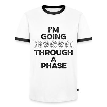 I'm Going Through A Phase Starry Sky Cosmologist - Men's Ringer Shirt - white/black - Front - AI Model Female 172 light (172cm) & AI Model Male 178 dark (178cm)
