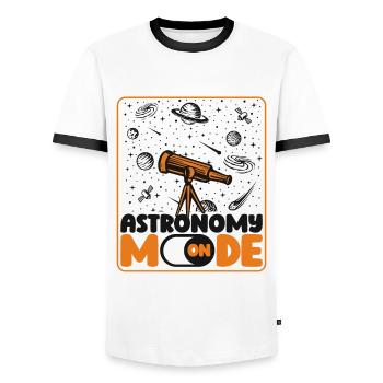 Astronomy Mode On Astronomy Photographer Cosmologist - Men's Ringer Shirt - white/black - Front - AI Model Female 172 light (172cm) & AI Model Male 178 dark (178cm)