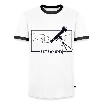 Michel-Ange Création d’Adam Astronomy Cosmologiste - T-shirt contrasté Homme - blanc/noir - Devant - AI Model Female 172 light (172cm) & AI Model Male 178 dark (178cm)