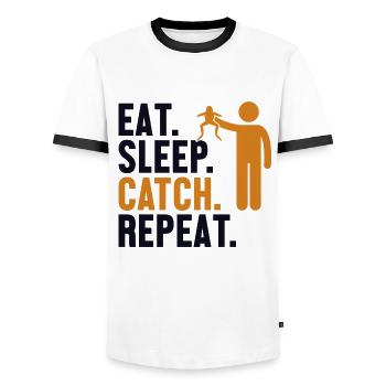 Eat Sleep Catch Repeat Kaulquappe Laubfrosch - Männer Kontrast-T-Shirt - Weiß/Schwarz - Vorne - AI Model Female 172 light (172cm) & AI Model Male 178 dark (178cm)