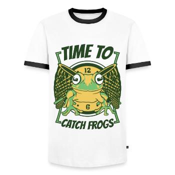 Il est temps d’attraper des grenouilles arboricole crapaud attrape-grenouilles - T-shirt contrasté Homme - blanc/noir - Devant - AI Model Female 172 light (172cm) & AI Model Male 178 dark (178cm)