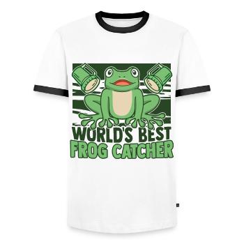 Meilleure grenouille au monde Grenouille crapaud crapaud - T-shirt contrasté Homme - blanc/noir - Devant - AI Model Female 172 light (172cm) & AI Model Male 178 dark (178cm)
