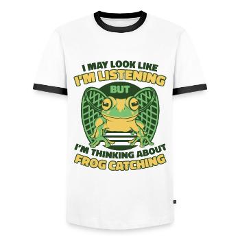 J’ai peut-être l’air d’écouter Toad Tadpole - T-shirt contrasté Homme - blanc/noir - Devant - AI Model Female 172 light (172cm) & AI Model Male 178 dark (178cm)