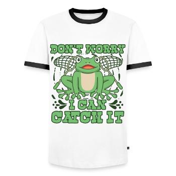 Ne t’inquiète pas, je peux l’attraper Crapaud rainette - T-shirt contrasté Homme - blanc/noir - Devant - AI Model Female 172 light (172cm) & AI Model Male 178 dark (178cm)