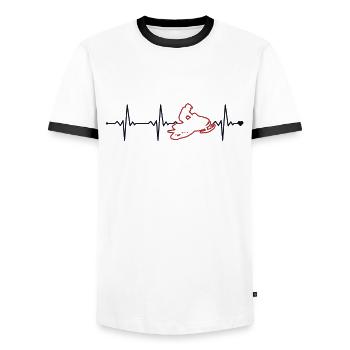 Snowmobile Heartbeat Schneemotorrad Snowmobile - Männer Kontrast-T-Shirt - Weiß/Schwarz - Vorne - AI Model Female 172 light (172cm) & AI Model Male 178 dark (178cm)