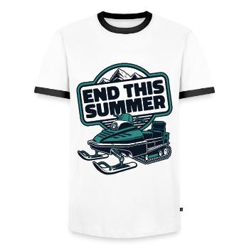 End This Summer Snow Motorcycle Snowmobile Rider - Men's Ringer Shirt - white/black - Front - AI Model Female 172 light (172cm) & AI Model Male 178 dark (178cm)