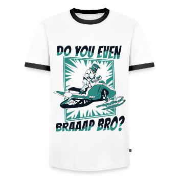 Do You Even Braaap Bro Motorschlitten Snowmobile - Männer Kontrast-T-Shirt - Weiß/Schwarz - Vorne - AI Model Female 172 light (172cm) & AI Model Male 178 dark (178cm)