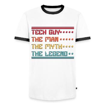 Tech Guy Man Myth Legend IT-Betrieb Admin - Männer Kontrast-T-Shirt - Weiß/Schwarz - Vorne - AI Model Female 172 light (172cm) & AI Model Male 178 dark (178cm)