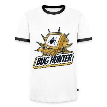 Bug Hunter Ingénieur logiciel Développeur Codeur - T-shirt contrasté Homme - blanc/noir - Devant - AI Model Female 172 light (172cm) & AI Model Male 178 dark (178cm)