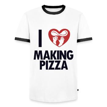 J’adore faire pizza plateau pizza pizza four pizza pizza - T-shirt contrasté Homme - blanc/noir - Devant - AI Model Female 172 light (172cm) & AI Model Male 178 dark (178cm)