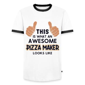 This Is What An Awesome Pizza Maker Looks Like - Männer Kontrast-T-Shirt - Weiß/Schwarz - Vorne - AI Model Female 172 light (172cm) & AI Model Male 178 dark (178cm)