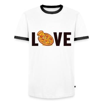 Pizza Love Pizza Tray Pizza Oven Pizza Pizza Maker - Men's Ringer Shirt - white/black - Front - AI Model Female 172 light (172cm) & AI Model Male 178 dark (178cm)