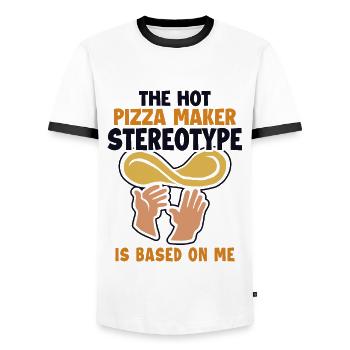 Pizza Maker Stereotype is Based On Me Pizza - Männer Kontrast-T-Shirt - Weiß/Schwarz - Vorne - AI Model Female 172 light (172cm) & AI Model Male 178 dark (178cm)