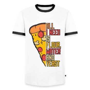 Alls I Need Is Flour Water And Yeast Pizzablech - Männer Kontrast-T-Shirt - Weiß/Schwarz - Vorne - AI Model Female 172 light (172cm) & AI Model Male 178 dark (178cm)