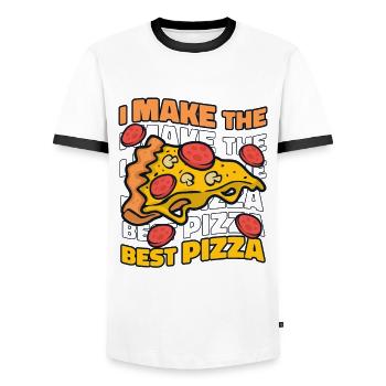 Je fais le meilleur plateau à pizza plateau à pizza four à pizza - T-shirt contrasté Homme - blanc/noir - Devant - AI Model Female 172 light (172cm) & AI Model Male 178 dark (178cm)