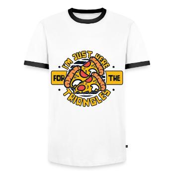 I'm Just Here For The Triangles Pizza Pizzablech - Männer Kontrast-T-Shirt - Weiß/Schwarz - Vorne - AI Model Female 172 light (172cm) & AI Model Male 178 dark (178cm)