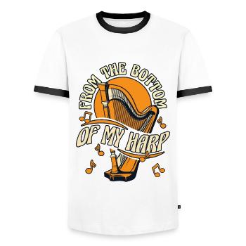 Du bas de ma harpe Harpe Harpe musicale Harpe - T-shirt contrasté Homme - blanc/noir - Devant - AI Model Female 172 light (172cm) & AI Model Male 178 dark (178cm)