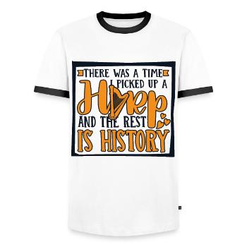 And The Rest Is History Harfenmusik Harfe - Männer Kontrast-T-Shirt - Weiß/Schwarz - Vorne - AI Model Female 172 light (172cm) & AI Model Male 178 dark (178cm)